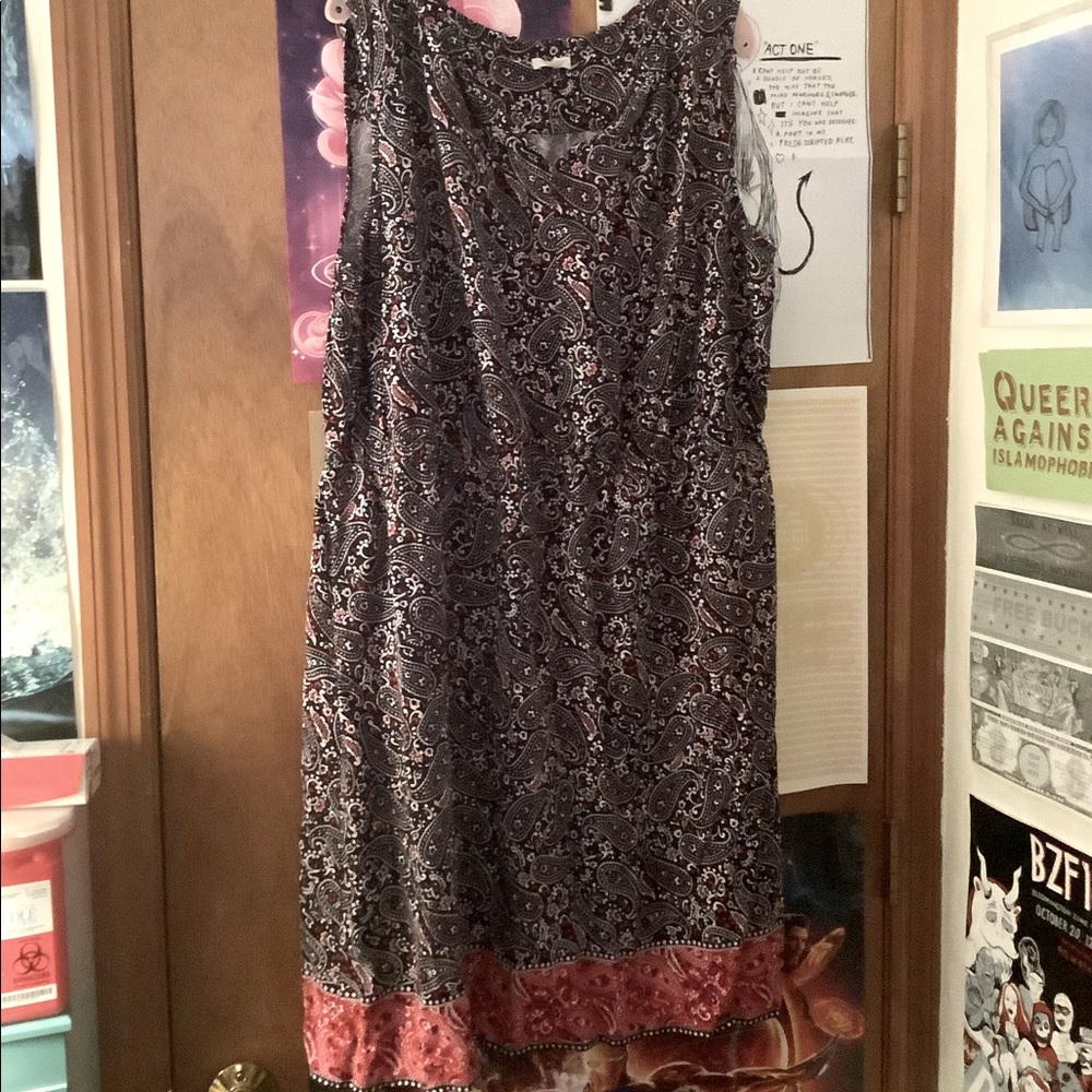 Paisley Black Red White 20W Talbots Dress